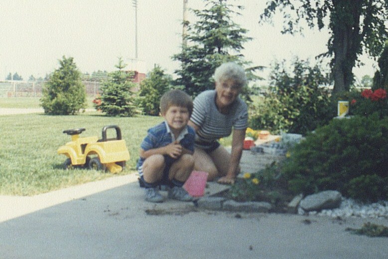 My grandma and my younger brother, circa 1985