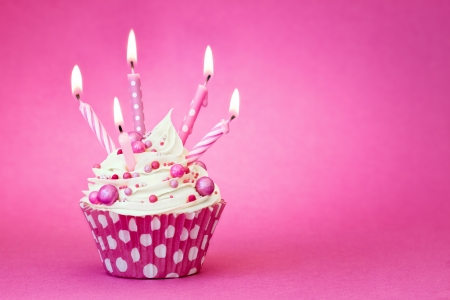 19082243 - pink birthday cupcake